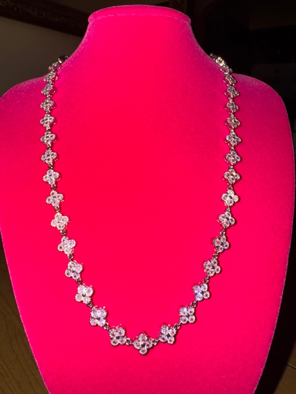 Delicate Pink Clover Stainless Steel Necklace